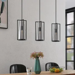 Lucande Rufina hanglamp, 3-lamps, langwerpig
