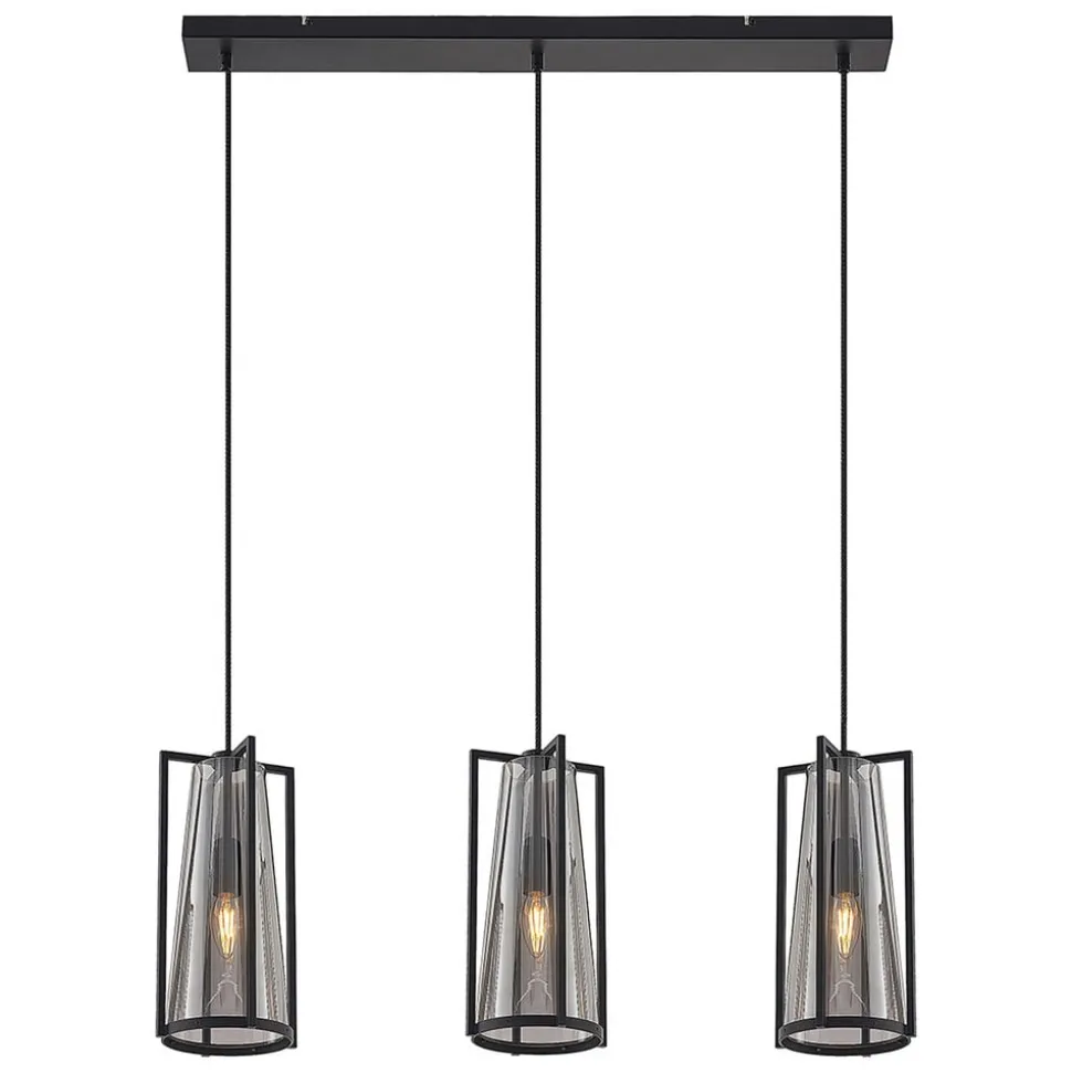 Lucande Rufina hanglamp, 3-lamps, langwerpig