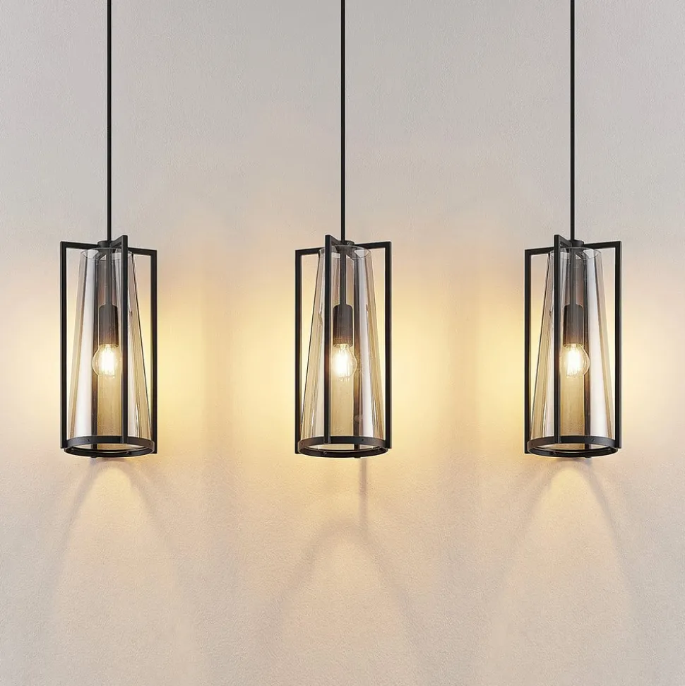 Lucande Rufina hanglamp, 3-lamps, langwerpig