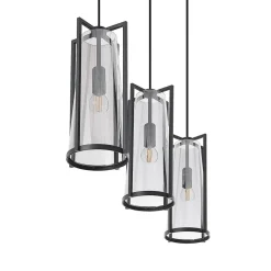 Lucande Rufina hanglamp, 3-lamps, langwerpig