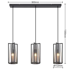 Lucande Rufina hanglamp, 3-lamps, langwerpig
