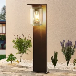 Lucande Semka tuinpadverlichting, 65 cm, antraciet, glas, aluminium