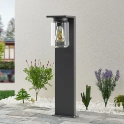 Lucande Semka tuinpadverlichting, 65 cm, antraciet, glas, aluminium