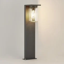 Lucande Semka tuinpadverlichting, 65 cm, antraciet, glas, aluminium