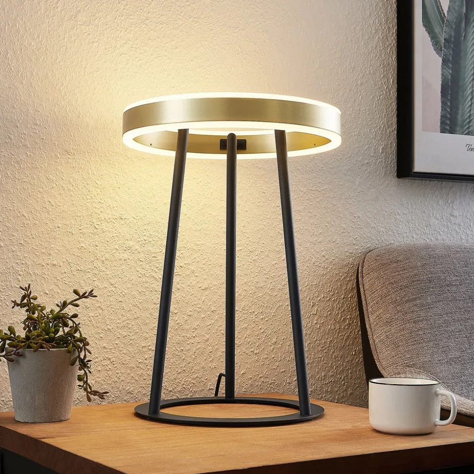 Lucande Seppe LED tafellamp, messing