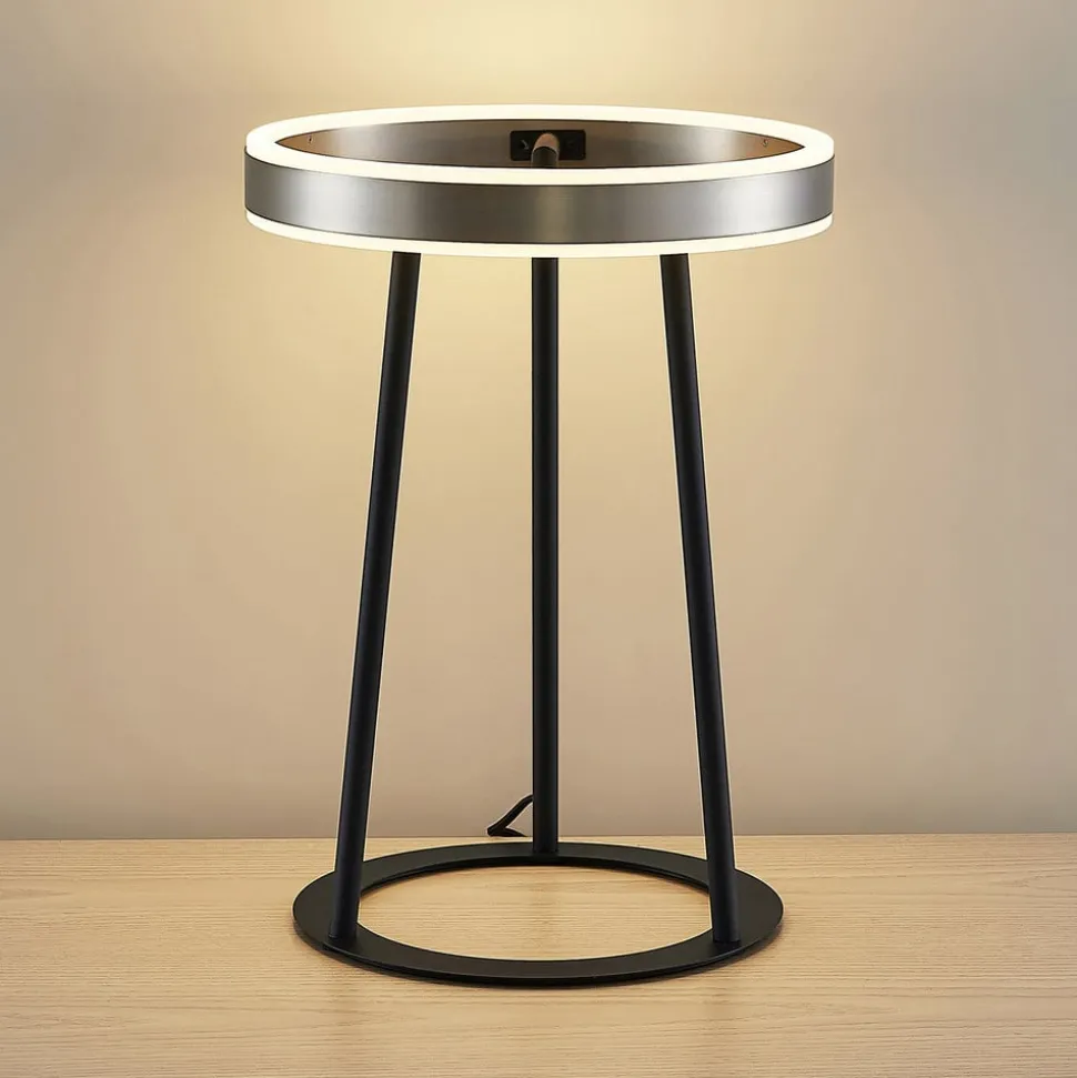 Lucande Seppe LED tafellamp, nikkel