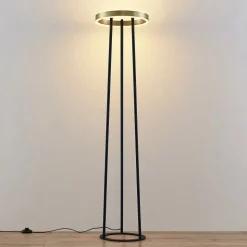 Lucande Seppe LED vloerlamp, messing