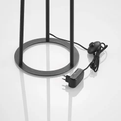 Lucande Seppe LED vloerlamp, Ø 30 cm, nikkel