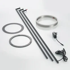 Lucande Seppe LED vloerlamp, Ø 30 cm, nikkel