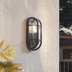 Lucande Serine buitenwandlamp, 27,1 cm, zwart, aluminium