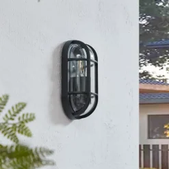 Lucande Serine buitenwandlamp, 27,1 cm, zwart, aluminium