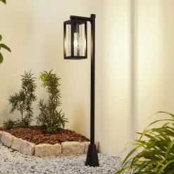 Lucande Siveta tuinpadverlichting, 100 cm hoog, zwart, E27, IP65