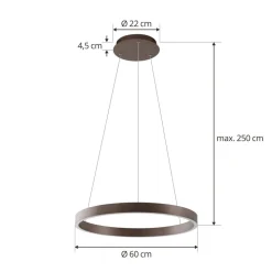 Lucande Slimme hanglamp Yonam, koffie, 1-lamp, Tuya