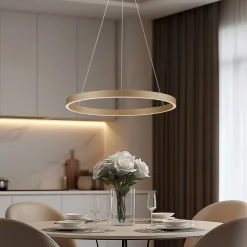 Lucande Smart LED hanglamp Yonam, goud, 1-lamp, Tuya