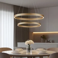 Lucande Smart LED hanglamp Yonam, goud, 2-lamps, Tuya