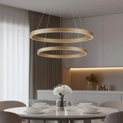 Lucande Smart LED hanglamp Yonam, goud, 2-lamps, Tuya