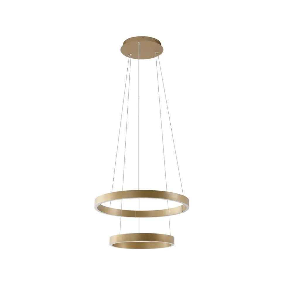 Lucande Smart LED hanglamp Yonam, goud, 2-lamps, Tuya