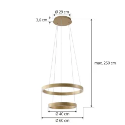 Lucande Smart LED hanglamp Yonam, goud, 2-lamps, Tuya