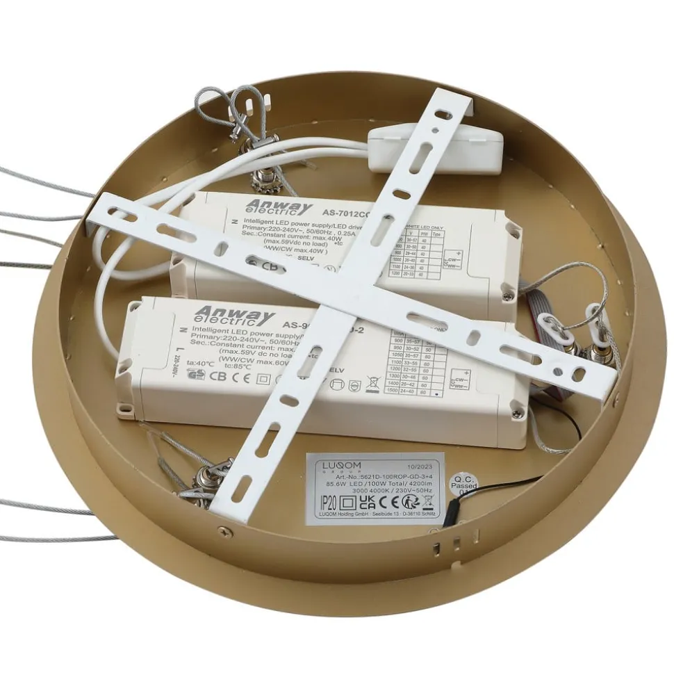 Lucande Smart LED hanglamp Yonam, goud, 2-lamps, Tuya