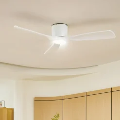 Lucande Smart LED plafondventilator Moneno, wit, DC, Tuya