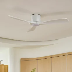 Lucande Smart LED plafondventilator Moneno, wit, DC, Tuya