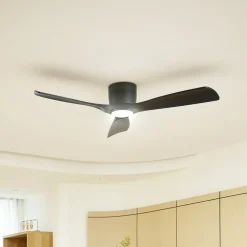 Lucande Smart LED plafondventilator Moneno, zwart, DC, Tuya