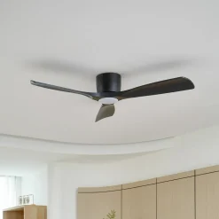 Lucande Smart LED plafondventilator Moneno, zwart, DC, Tuya