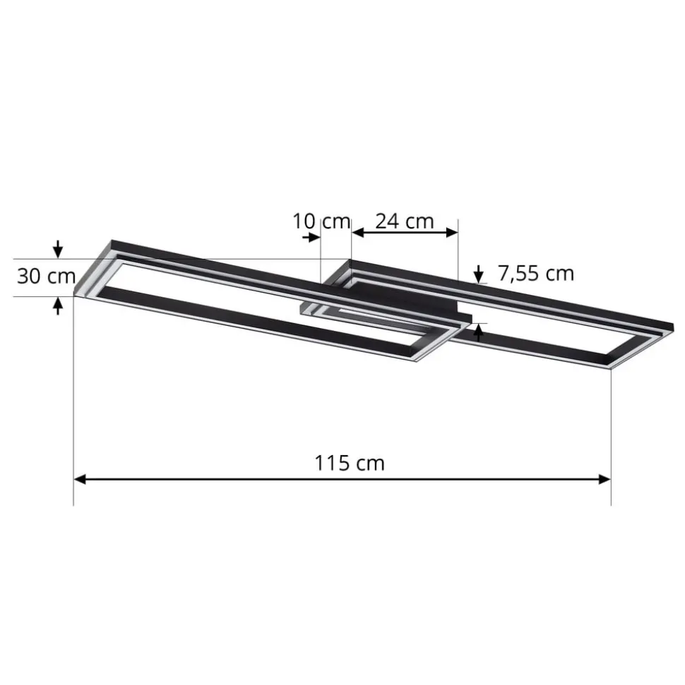 Lucande Smart LED plafondlamp Tjado 115 cm zwart RGB CCT