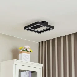 Lucande Smart LED plafondlamp Tjado, 30 cm, zwart, RGBW