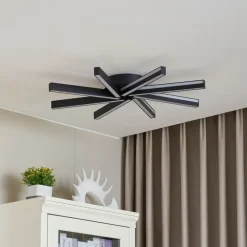 Lucande Smart LED plafondlamp Tjado, Ø70 cm, zwart, RGBW