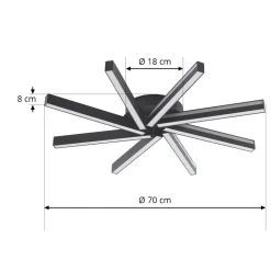 Lucande Smart LED plafondlamp Tjado, Ø70 cm, zwart, RGBW
