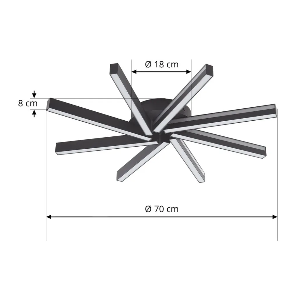 Lucande Smart LED plafondlamp Tjado, Ø70 cm, zwart, RGBW