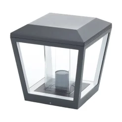 Lucande Sokkellamp Dunia, antraciet, metaal, 24 cm, IP54