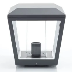 Lucande Sokkellamp Dunia, antraciet, metaal, 24 cm, IP54