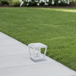 Lucande Sokkellamp Dunia, wit, metaal, 24cm, E27, IP54