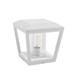 Lucande Sokkellamp Dunia, wit, metaal, 24cm, E27, IP54