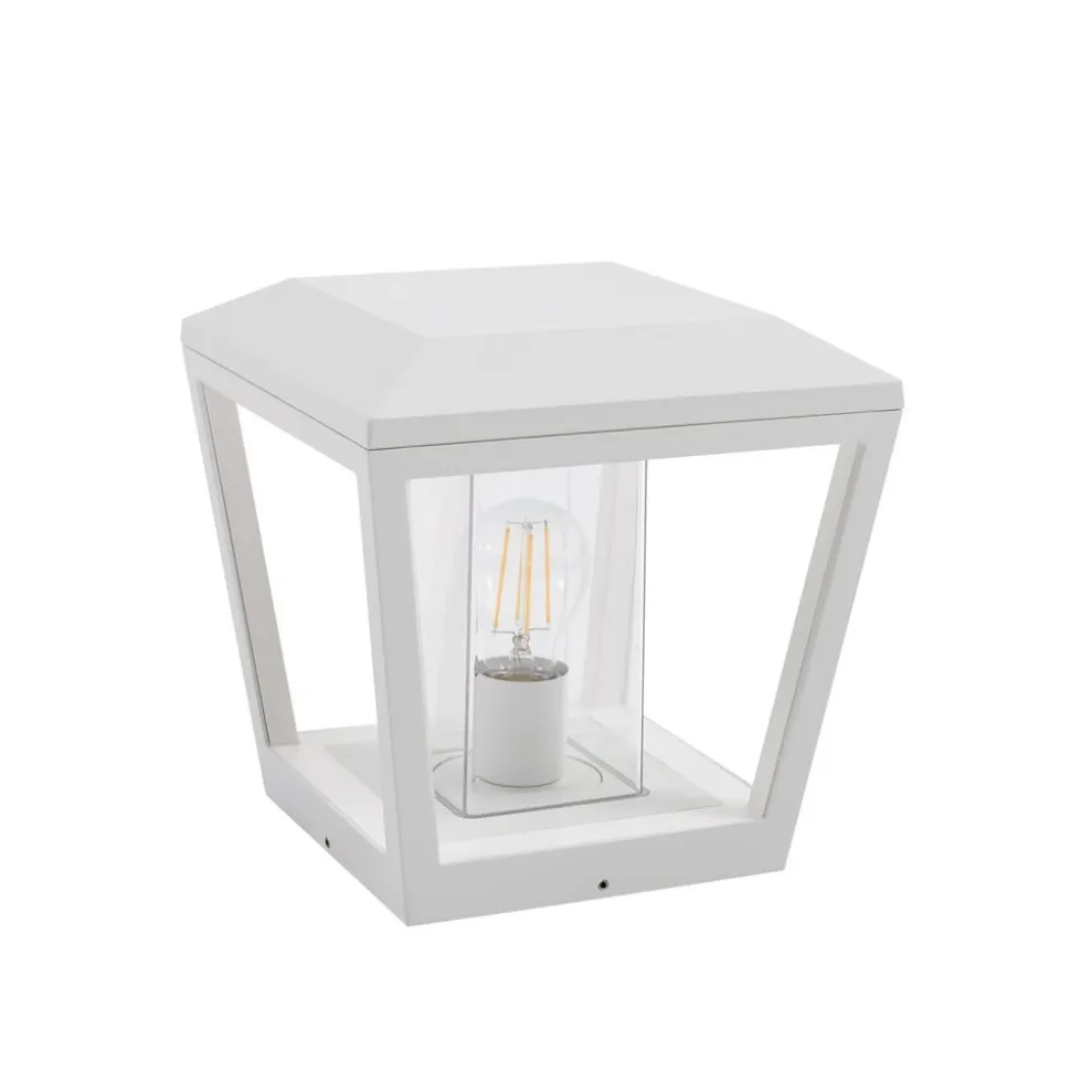 Lucande Sokkellamp Dunia, wit, metaal, 24cm, E27, IP54