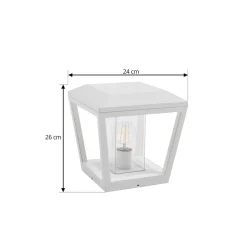 Lucande Sokkellamp Dunia, wit, metaal, 24cm, E27, IP54