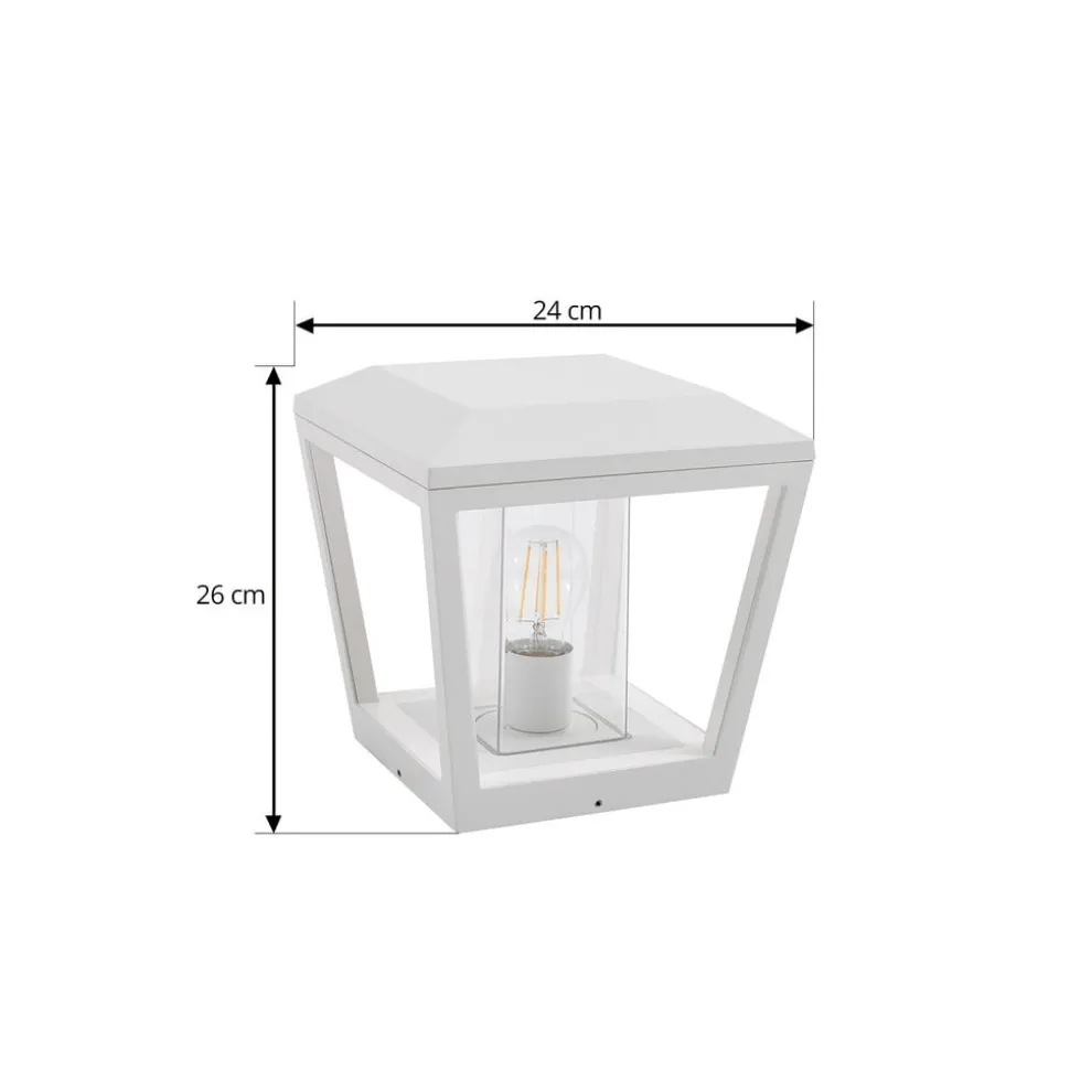 Lucande Sokkellamp Dunia, wit, metaal, 24cm, E27, IP54