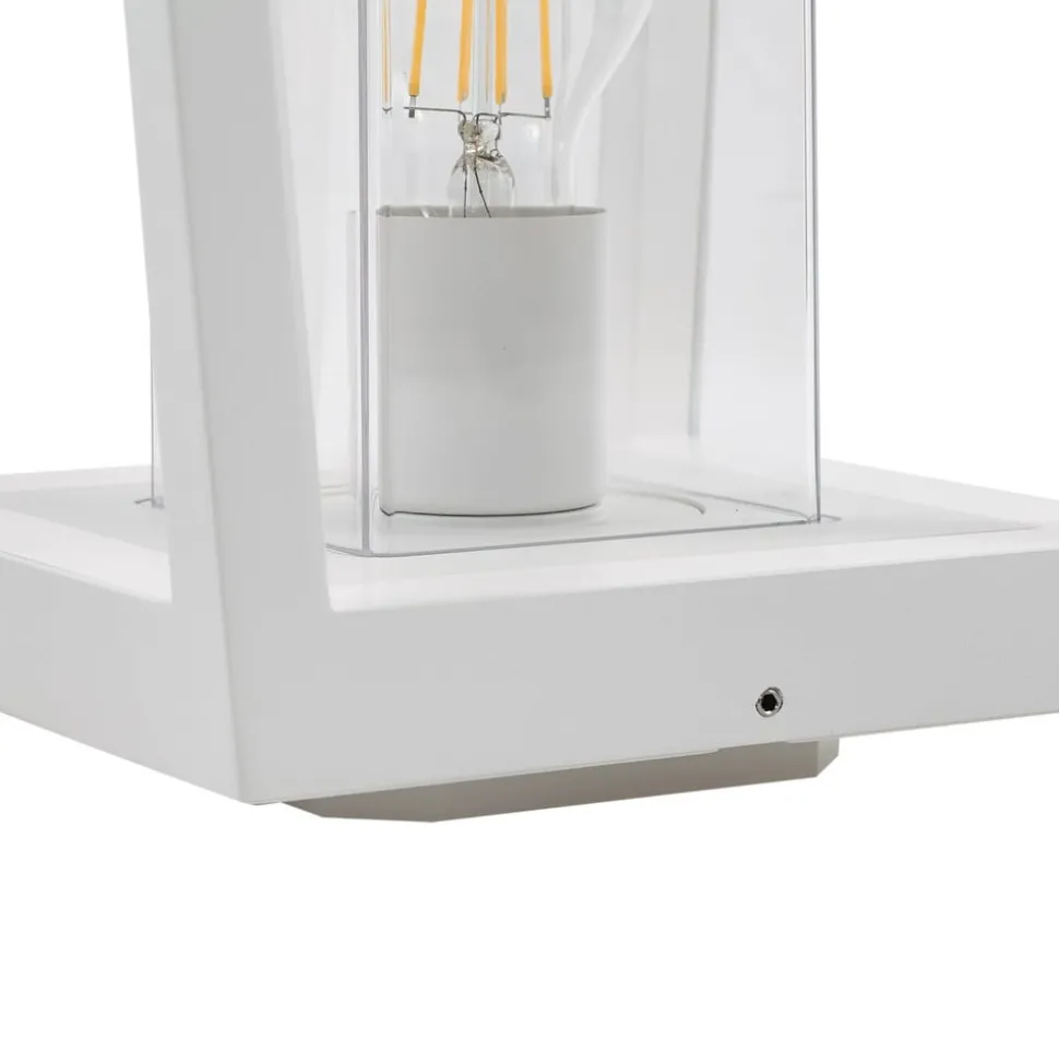 Lucande Sokkellamp Dunia, wit, metaal, 24cm, E27, IP54