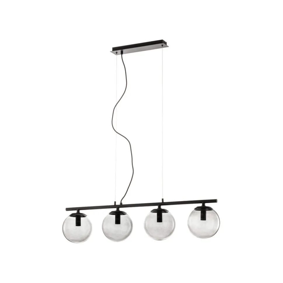 Lucande Sotiana hanglamp, 4 glazen bollen, zwart