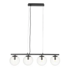 Lucande Sotiana hanglamp, 4 glazen bollen, zwart