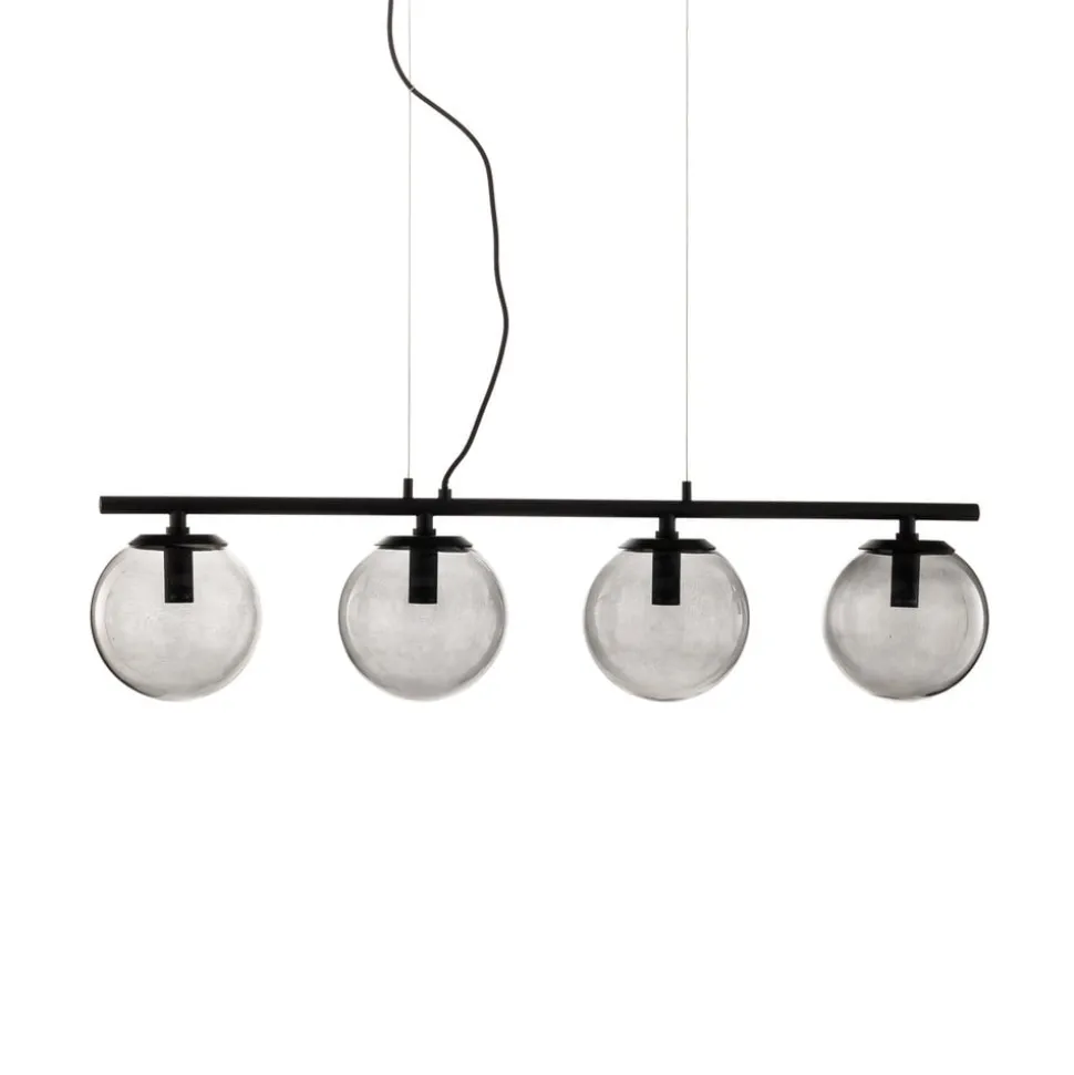 Lucande Sotiana hanglamp, 4 glazen bollen, zwart