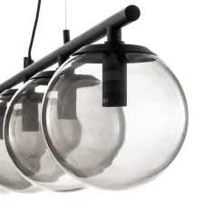 Lucande Sotiana hanglamp, 4 glazen bollen, zwart