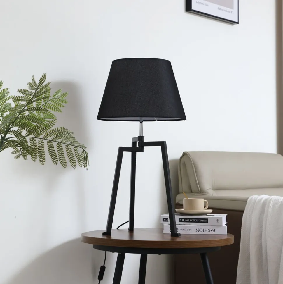 Lucande tafellamp Amona, zwart, textiel, 69 cm, driepoot