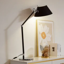 Lucande tafellamp Dansari, zwart, metaal, verstelbaar