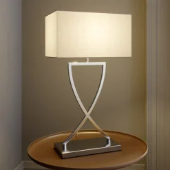 Lucande tafellamp Evaine, chroom/wit, metaal, 66 cm, E27