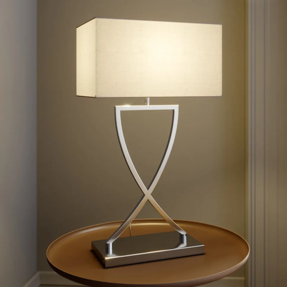 Lucande tafellamp Evaine, chroom/wit, metaal, 66 cm, E27