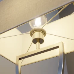 Lucande tafellamp Evaine, chroom/wit, metaal, 66 cm, E27