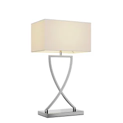 Lucande tafellamp Evaine, chroom/wit, metaal, 66 cm, E27